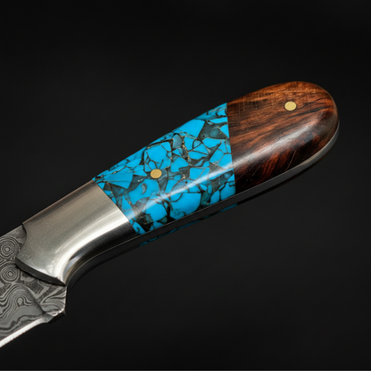 turquoise-stone-walnut-wood-handle-macro-damascus-bull-cutter-knife-brass-pin