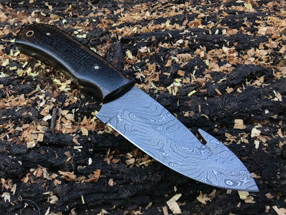 HS-591 Custom handmade Damascus gut hook hunting skinning knife best gift for him