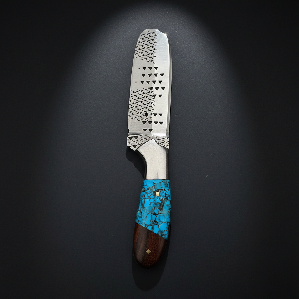 handmade-bull-cutter-knife-vertical-luxury-slate-background-turquoise-handle