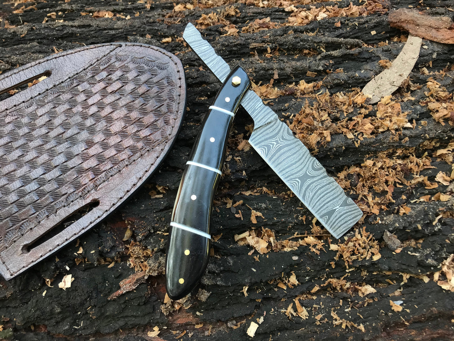 HS-1127 " Custom handmade Damascus steel shaving razor very high sharp gift for him gift for Dad