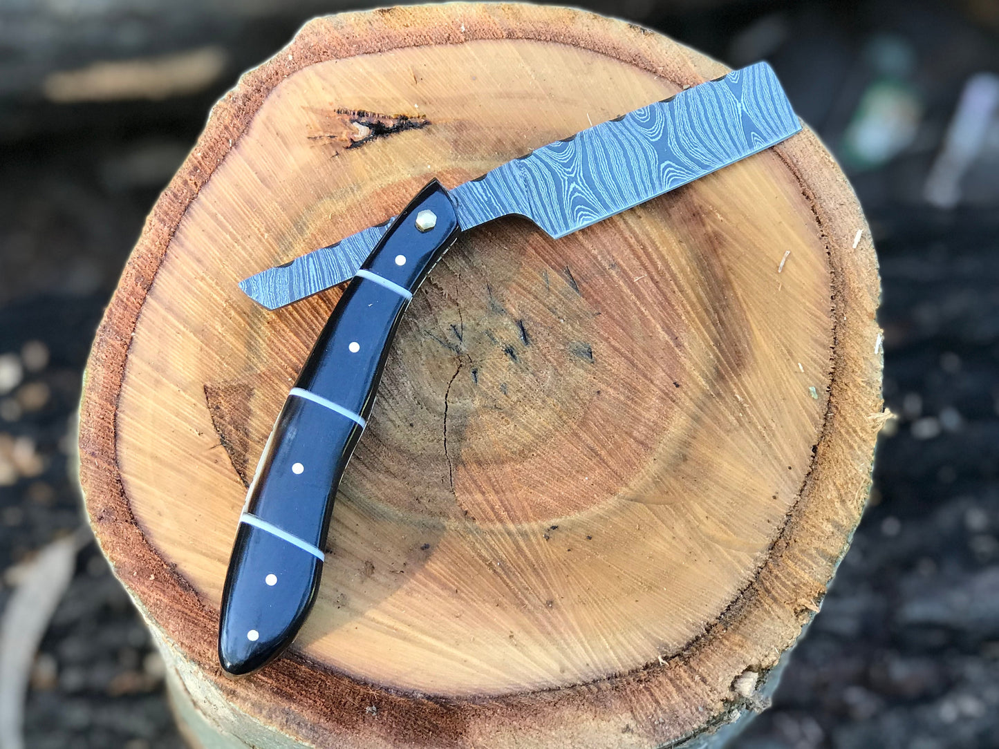 HS-1127 " Custom handmade Damascus steel shaving razor very high sharp gift for him gift for Dad