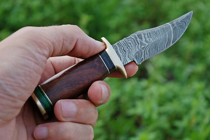 HS-790 Custom Handmade Damascus Skinner Knife With Hard Wood Handle