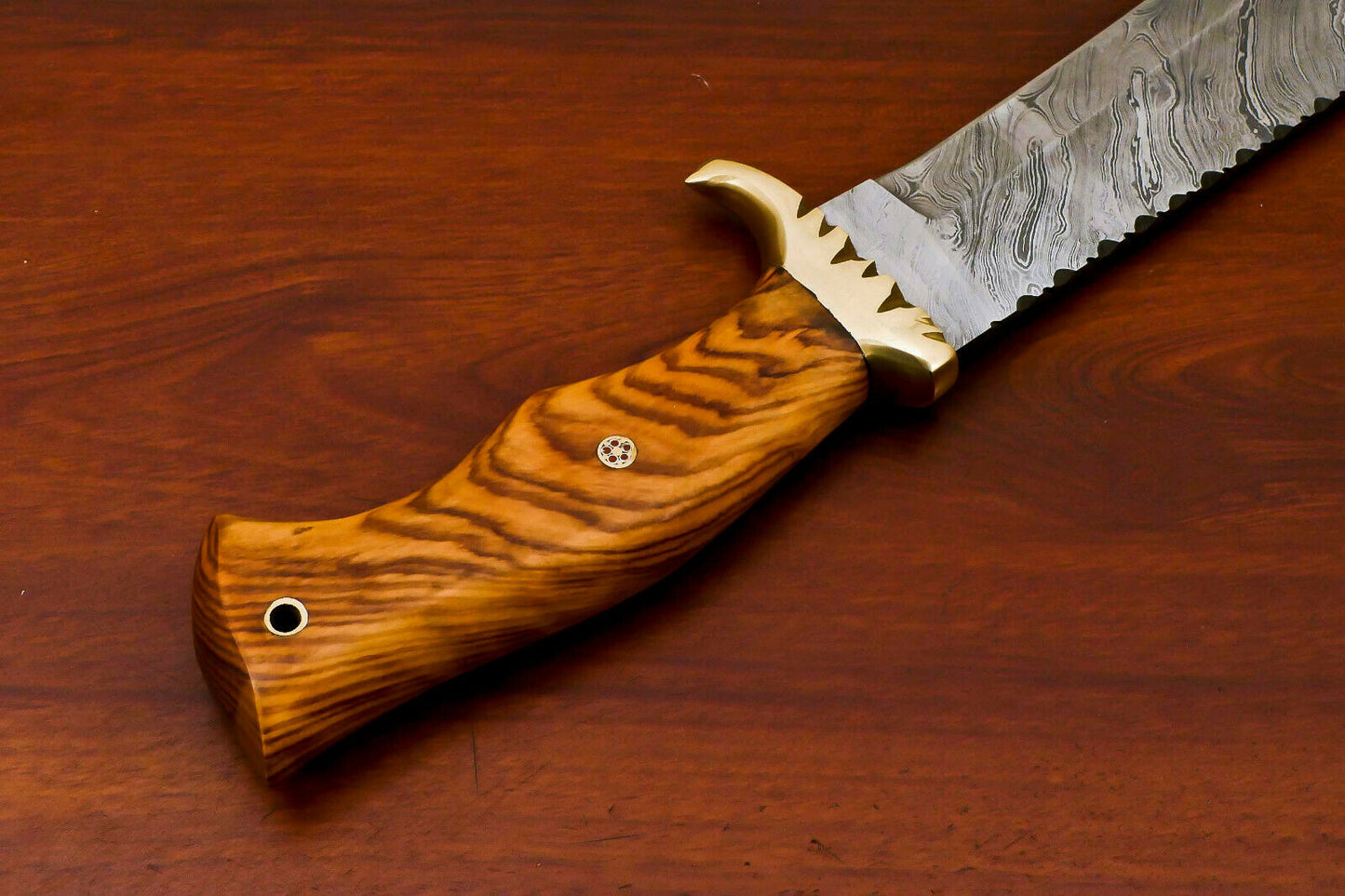HS-490  Custom Handmade Damascus Bowie-Hunting Knife With Wood Handle