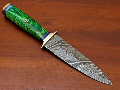HS-866 Custom Handmade Damascus Dagger Knife With Hard Wood Handle