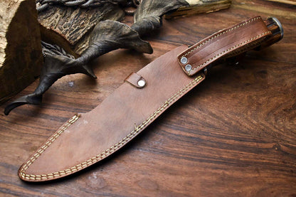 HS-867 Custom Handmade Damascus Steel Hunitng/Kukri Knife - Wood Handle
