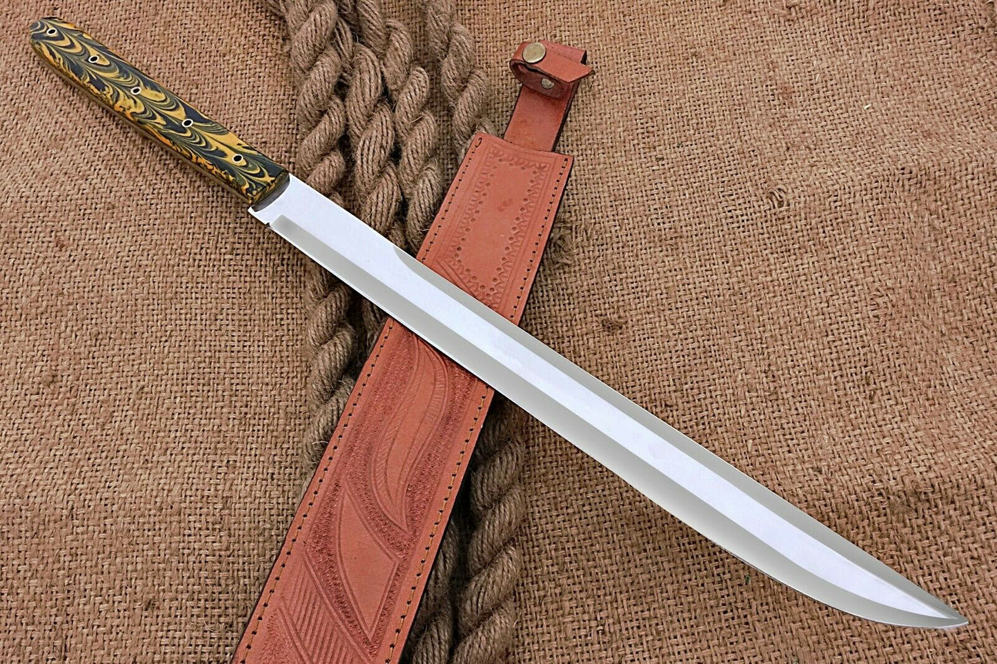 HS-1102 | Custom Handmade Steel D2 Fighter Hunting Combat Mini Sword knife With Resin Handle