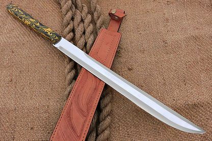 HS-1102 | Custom Handmade Steel D2 Fighter Hunting Combat Mini Sword knife With Resin Handle