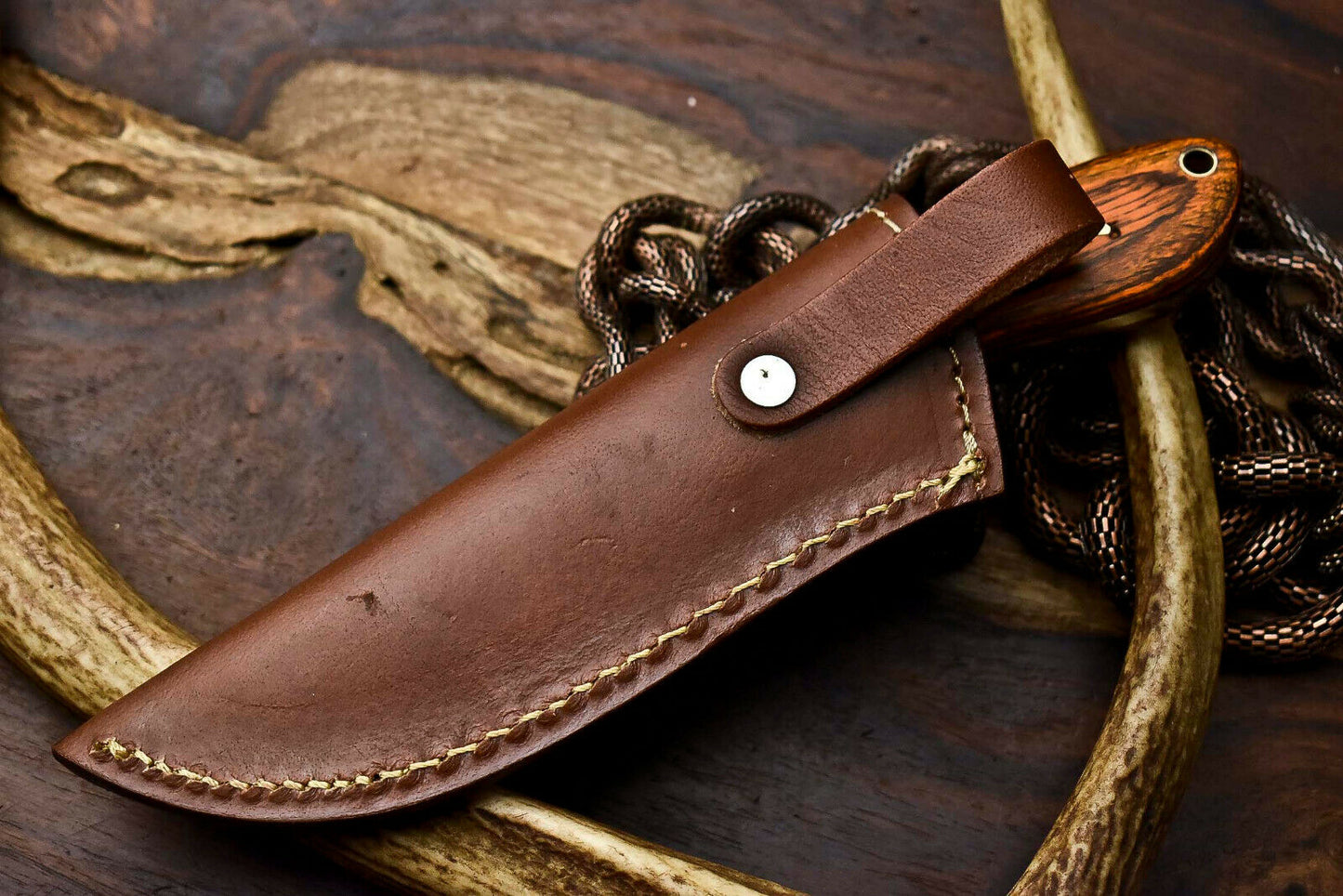 HS-670 Custom Handmade Damascus Steel Skinner Knife - Beautiful Hard Wood Handle