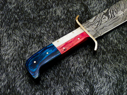 HS-379 '' Custom Hand Forged Damascus Steel 12" Bowie Hunting Knife BONE / WOOD