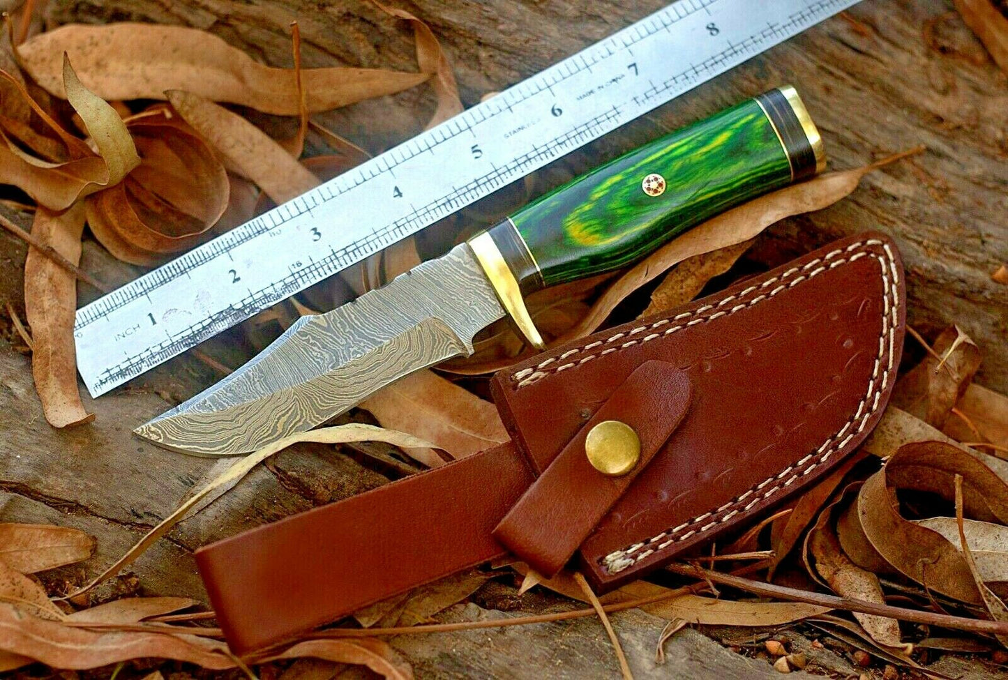 HS-762 Custom Handmade Damascus Steel Skinner knife With Hard Wood Handle Daily Carry