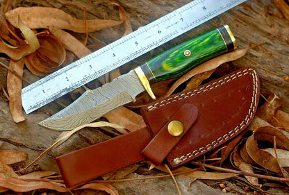 HS-762 Custom Handmade Damascus Steel Skinner knife With Hard Wood Handle Daily Carry