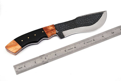 HS-932 Custom Handmade High Carbon Railroad Steel Tracker Knife - Buffalo Horn Handle