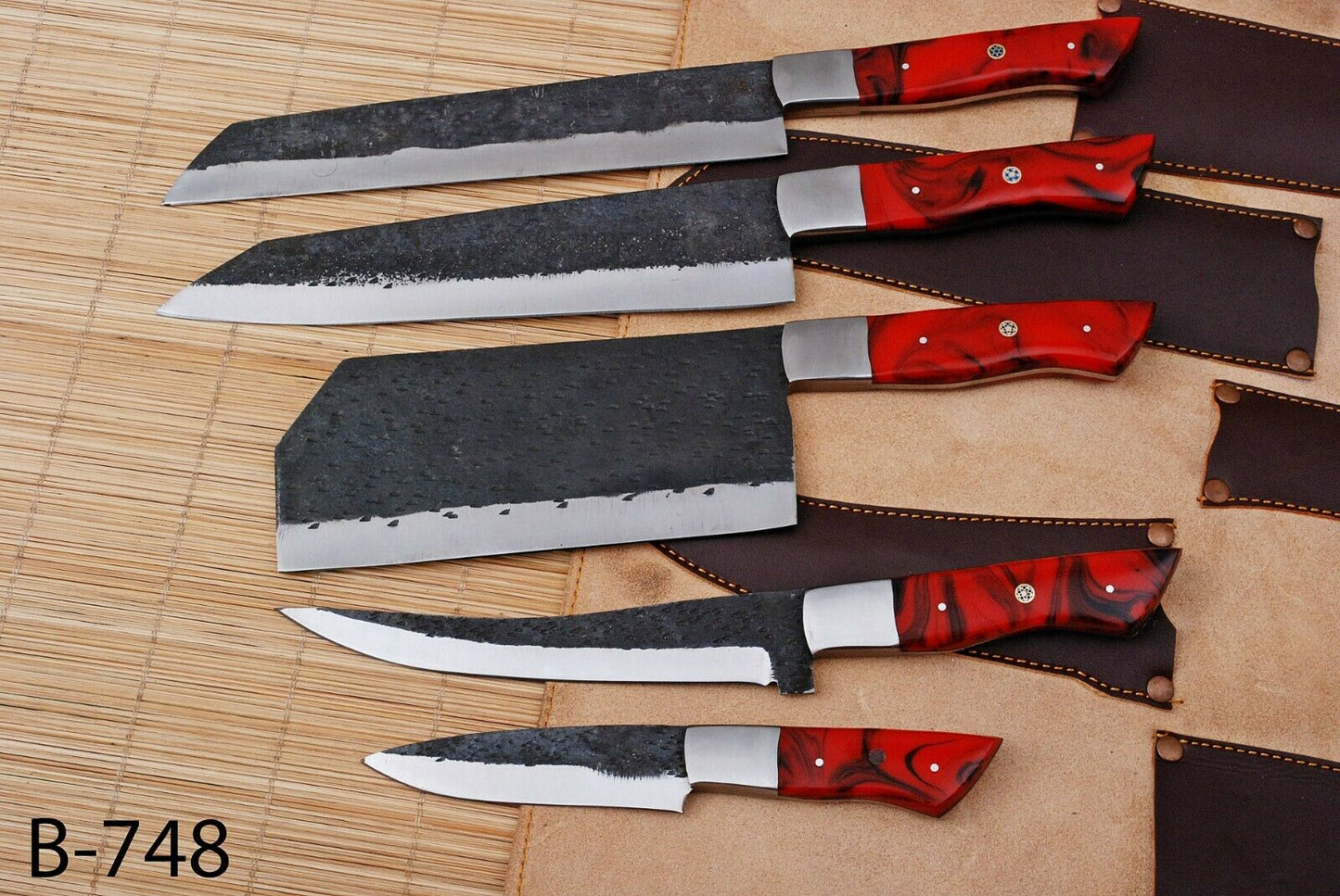 HS-189 Custom Handmade High Carbon Steel Chef-Kitchen Knife Set With Resin Handle
