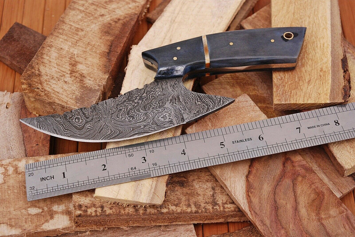 HS-442 | Custom Handmade Damascus Steel Awesome Hunting knife With Buffalo Horn Handle