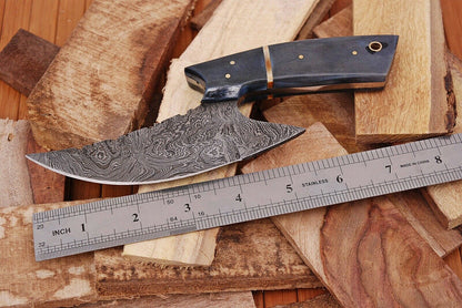 HS-442 | Custom Handmade Damascus Steel Awesome Hunting knife With Buffalo Horn Handle