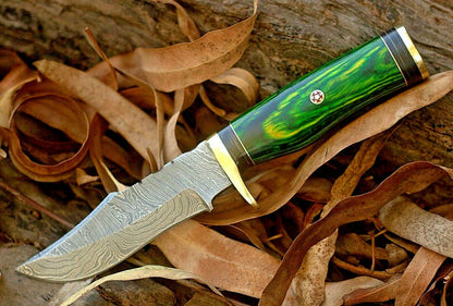 HS-762 Custom Handmade Damascus Steel Skinner knife With Hard Wood Handle Daily Carry