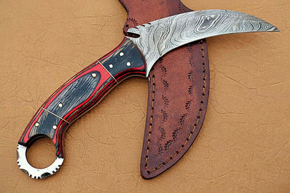 HS-914 Custom Handmade Damascus Karambit Knife With Hard Wood Handle