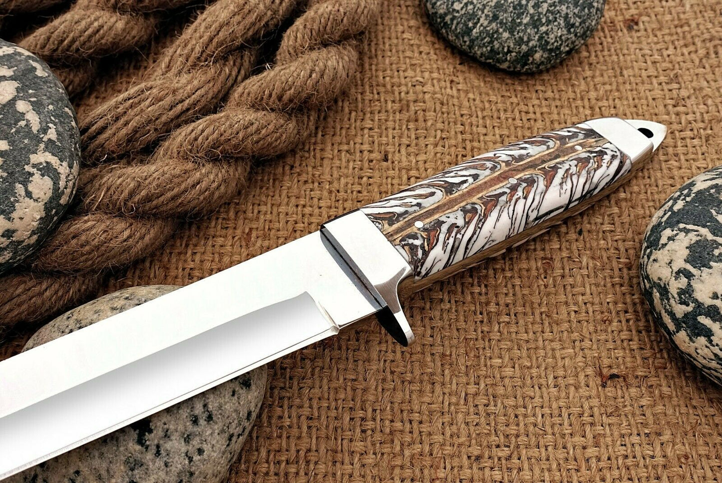 HS-1098 | Custom Handmade Steel D2 Fighter Hunting Combat Mini Tanto Blade Sword knife With Resin Handle