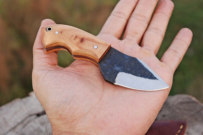 HS-735 Custom Handmade High Carbon Steel Mini Skinner knife - Wood Handle
