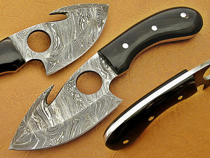 HS-767 Custom Handmade Damascus Skinner Knife With Buffalo Horn Hanlde