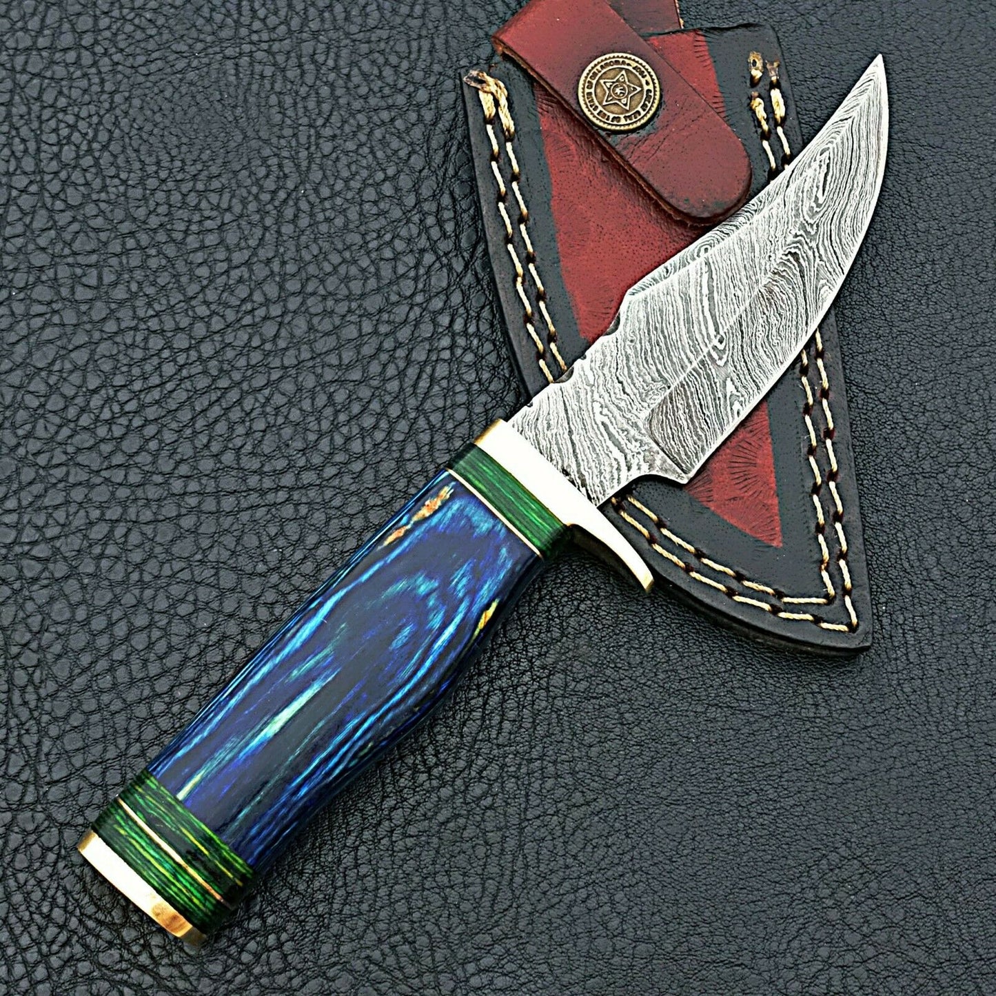 HS-419 | Custom Handmade Damascus Steel Hunting Knife - Beautiful Hard Wood Handle