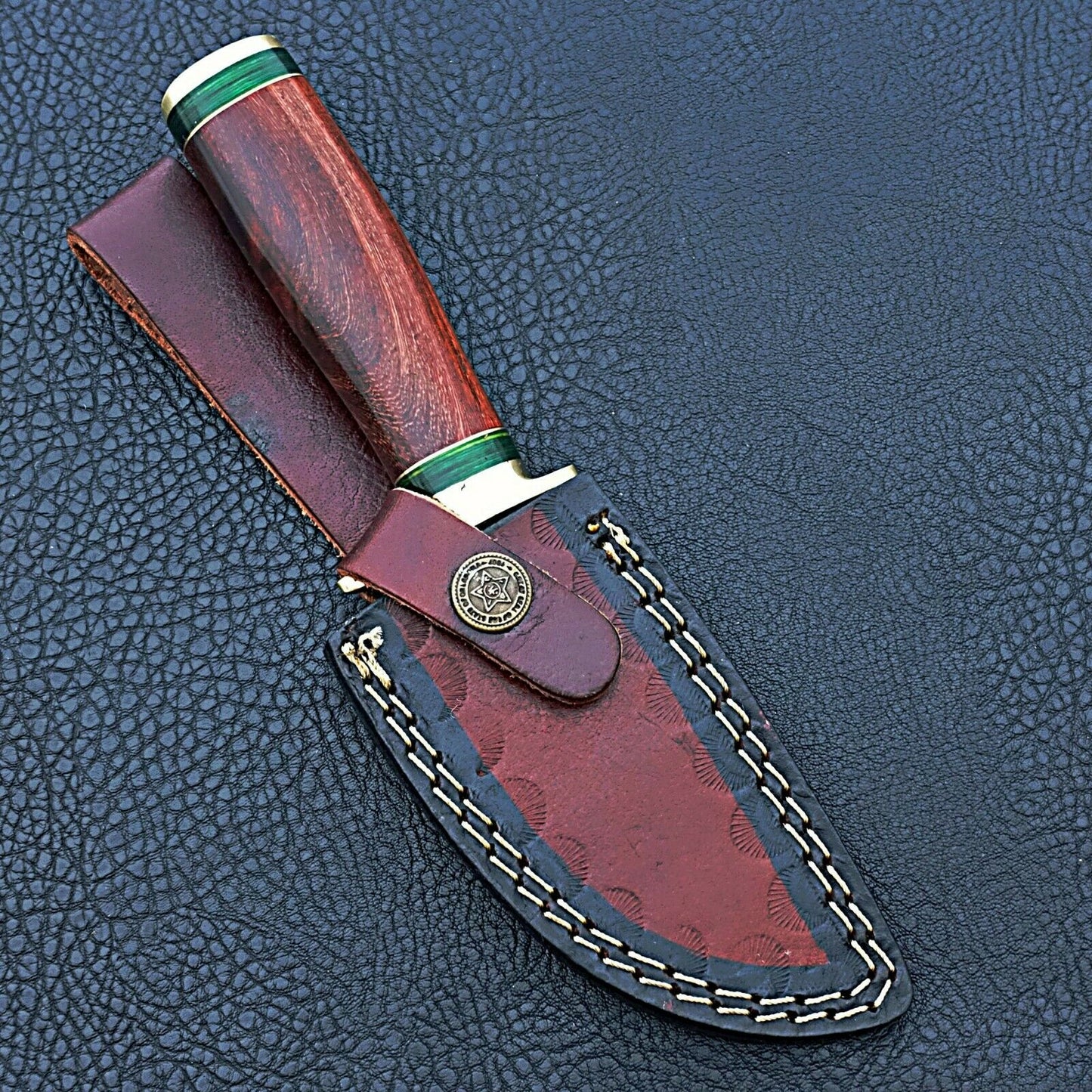 HS-421 | Custom Handmade Damascus Steel Hunting Knife - Beautiful Hard Wood Handle