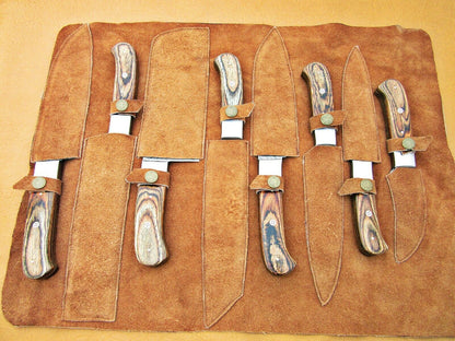 HS-195 Custom Handmade Damascus Kitchen Knives With Natural Wood Handle