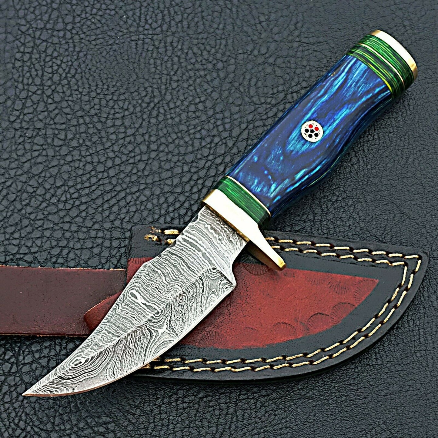 HS-419 | Custom Handmade Damascus Steel Hunting Knife - Beautiful Hard Wood Handle