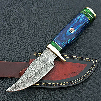 HS-419 | Custom Handmade Damascus Steel Hunting Knife - Beautiful Hard Wood Handle