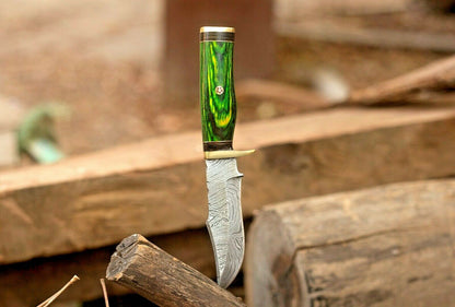 HS-762 Custom Handmade Damascus Steel Skinner knife With Hard Wood Handle Daily Carry