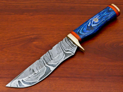 HS-476  Custom Handmade Damascus Hunting Knife With Hard Wood Handle