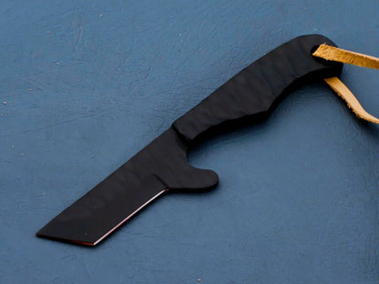 HS-946 Hand Forged J2 Steel Bull Cutter Knife – Ceramic Coated Blade with Leather Sheath