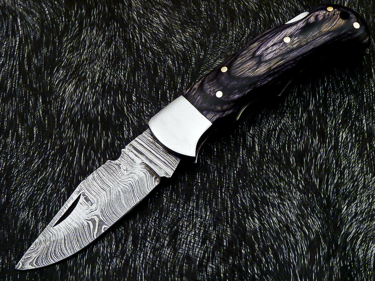 HS-1119  CUSTOM HANDMADE DAMASCUS BLADE POCKET FOLDING KNIFE - HARD WOOD HANDLE