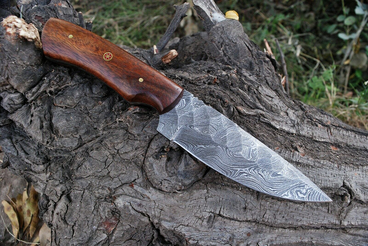 HS-370 '' Handmade Damascus Steel Hunting Skinner Camping Knife Rosewood Handle