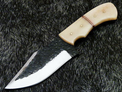 HS-579  Custom Hand Forged Railroad Spike Carbon Steel 8.5" Skinning Knife BONE