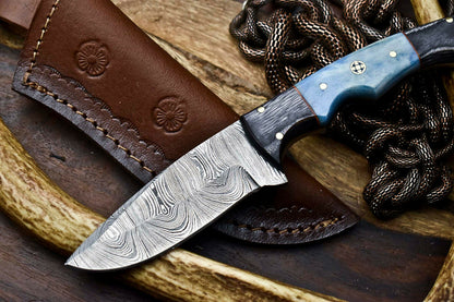 HS-644 Custom Handmade Damascus Hunting Skinning Blade Hunter Camping Full Tang Knife