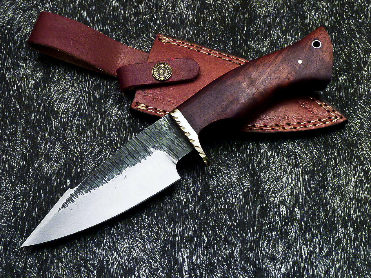 HS-377 '' Custom Hand Forged Railroad Spike Carbon Steel 10" Skinning Knife Wood