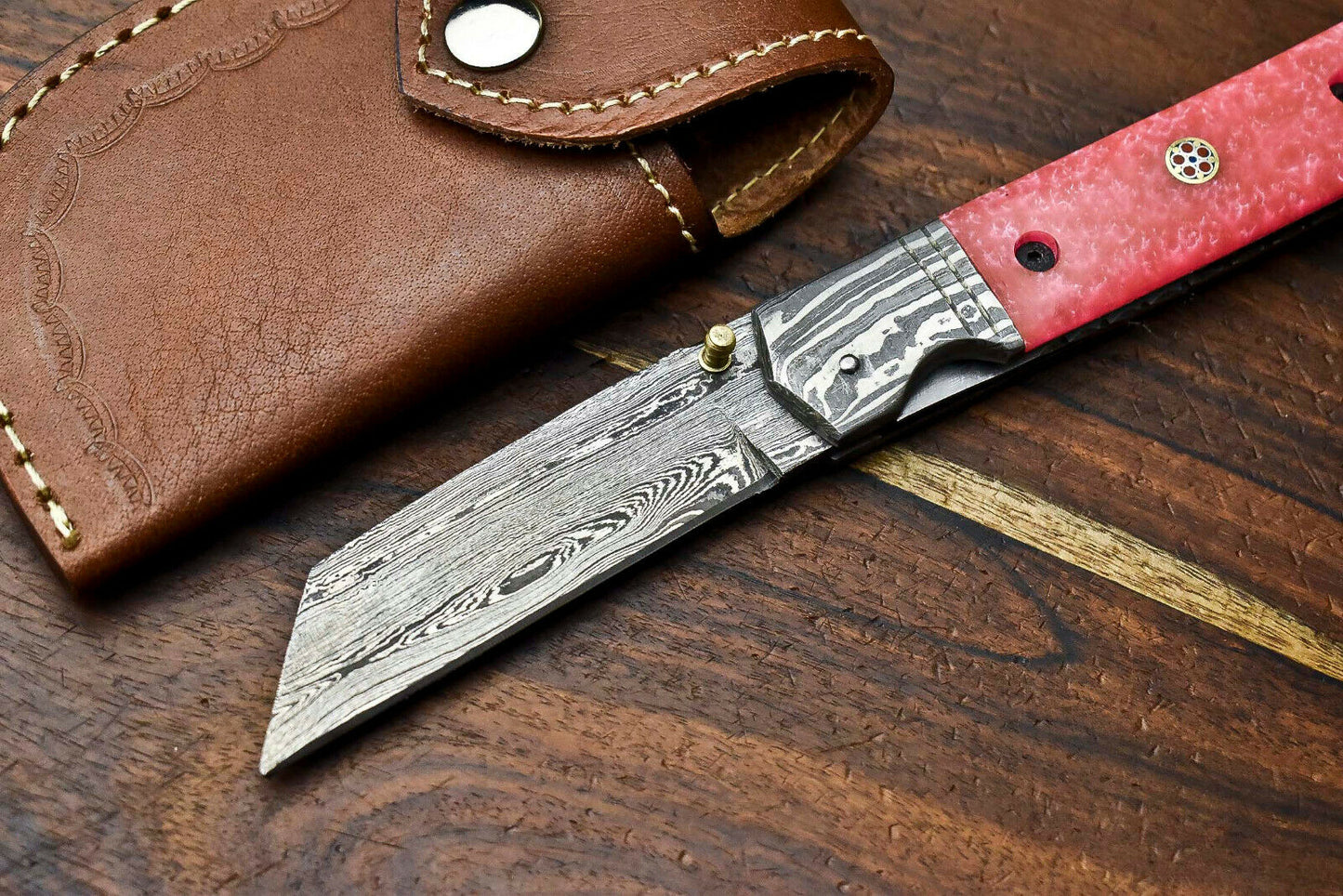 HS-1135 Custom Handmade Damascus Steel Blade Liner-Lock Pocket Folding Knife | CORIAN