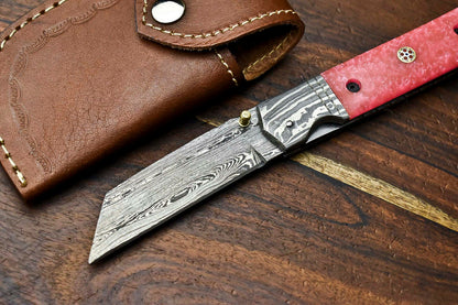 HS-1135 Custom Handmade Damascus Steel Blade Liner-Lock Pocket Folding Knife | CORIAN