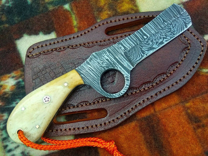 HS-990 HANDMADE COWBOY KNIFE 8" DAMASCUS BULL CUTTER KNIFE