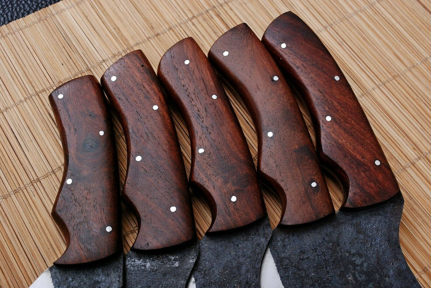HS-190 Custom Handmade High Carbon Steel Chef-Kitchen Knife Set With Wood Handle
