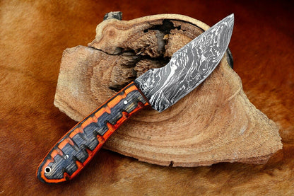 HS-593 CUSTOM HANDMADE DAMASCUS STEEL FULL TANG SKINNER KNIFE