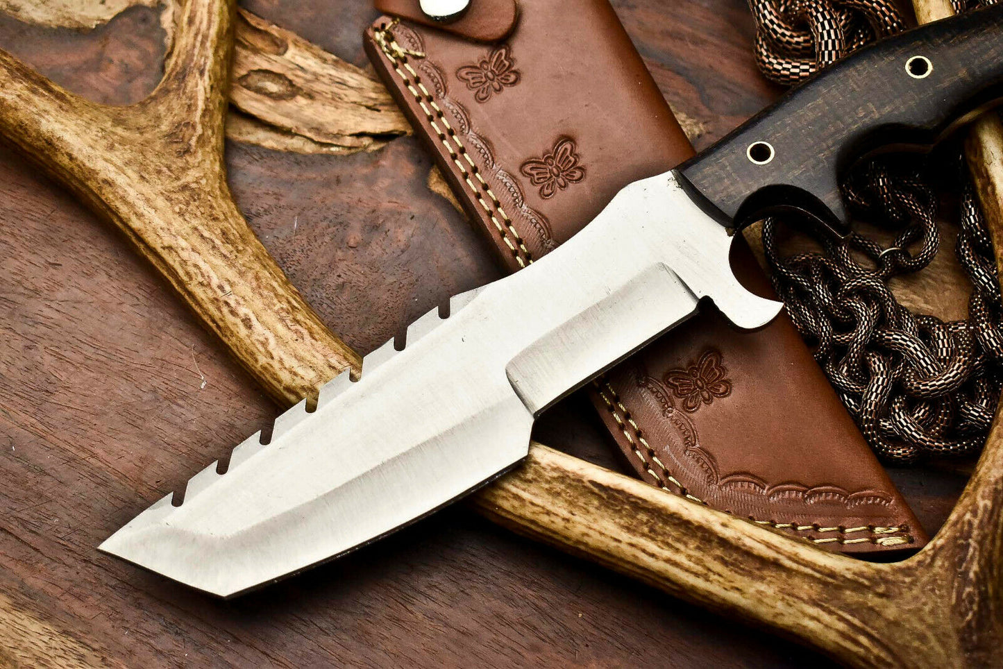HS-926 Custom Handmade Stainless Steel Tracker Knife - Beautiful Hard Wood Handle