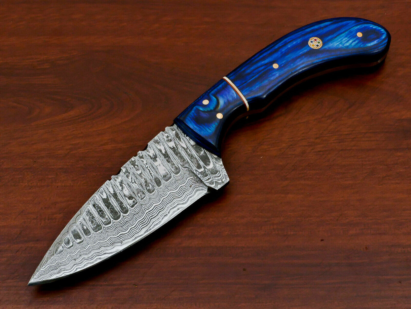 HS-565 HANDMADE DAMASCUS CUSTOM PAKKA WOOD HANDLE SKINNING CAMPING KNIFE