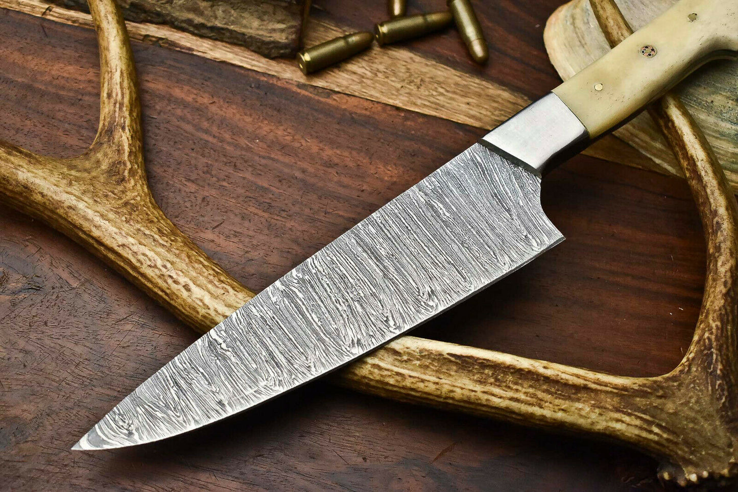 HS-267 Hand Made Damascus Steel Blade Chef Kitchen Full Tang Knife | Camel Bone best gift for mom
