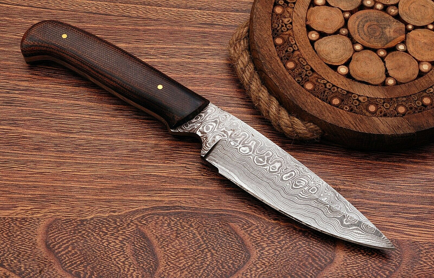 HS-766 Custom Handmade Damascus Steel Skinner Knife With Micarta Hanlde