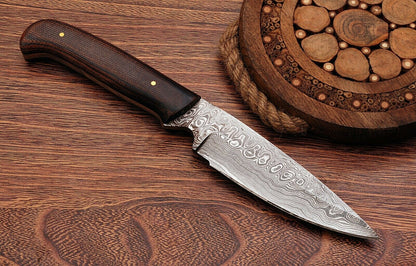 HS-766 Custom Handmade Damascus Steel Skinner Knife With Micarta Hanlde