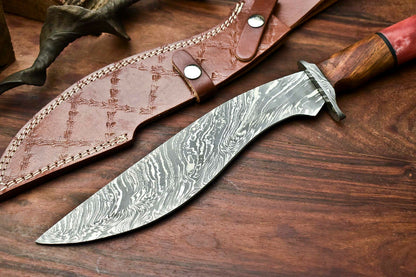 HS-865 Custom Handmade Damascus Steel Hunitng/Kukri Knife - Wood & Bone Handle