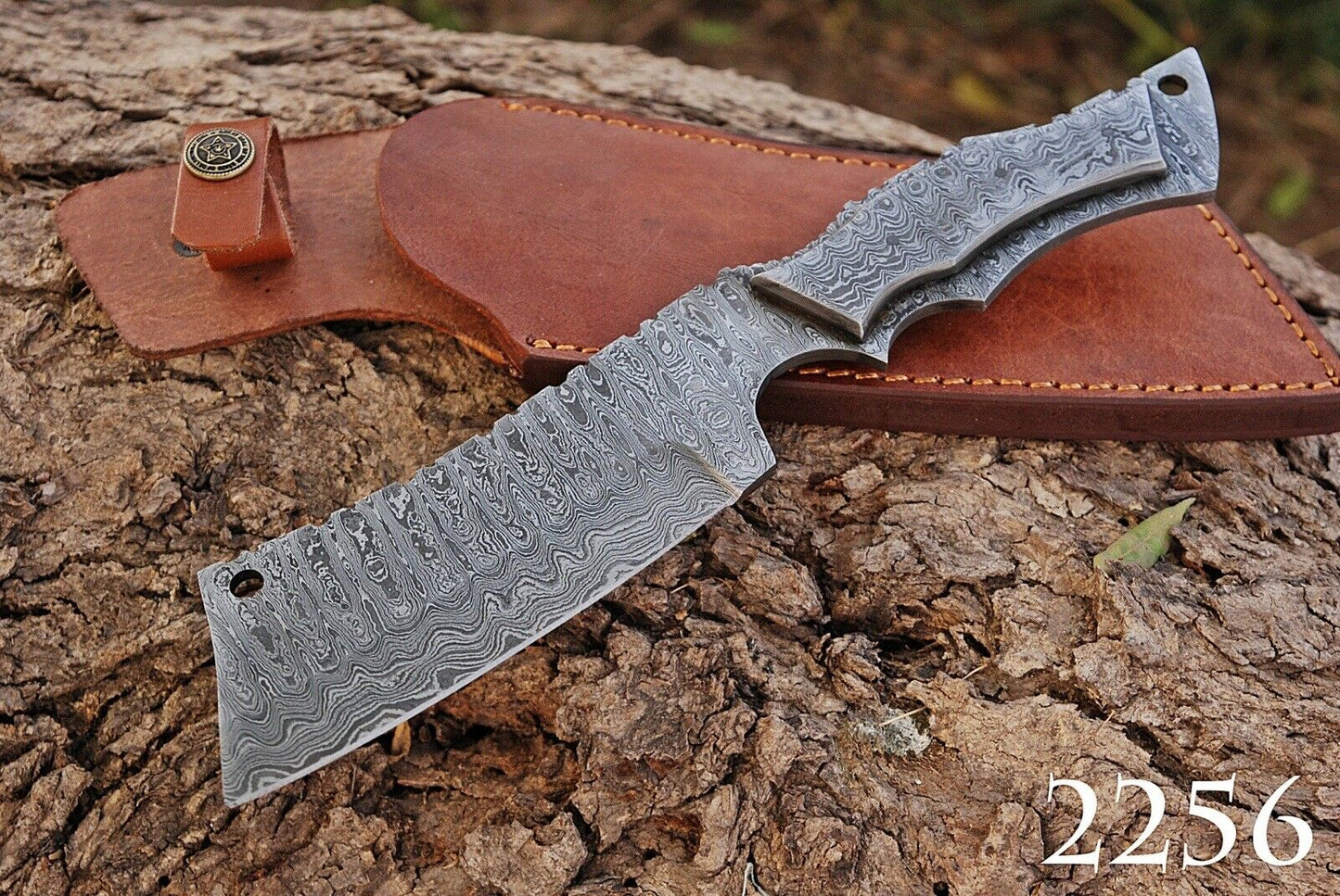 HS-473 Custom Handmade Damascus Hunting Knife With Damascus Handle
