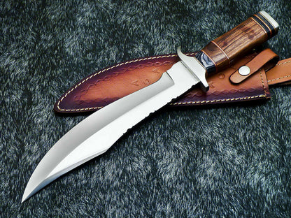 HS-313 Custom Handmade D2 TOOL Steel Blade 15" Bowie Hunting Knife Hard Wood